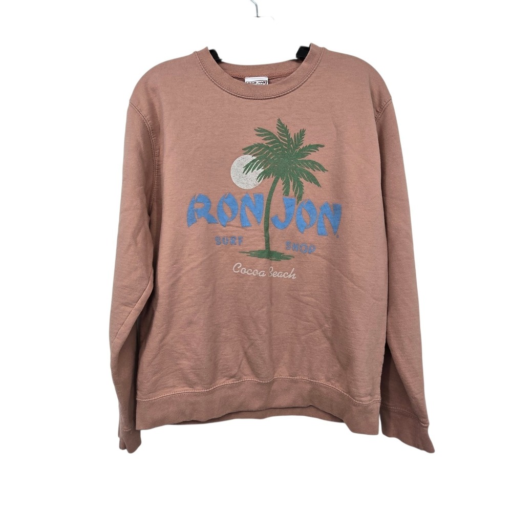 Vintage Y2K Ron Jon Surf Shop Sweatshirt Women's MED Dusty Rose Surfer Beach